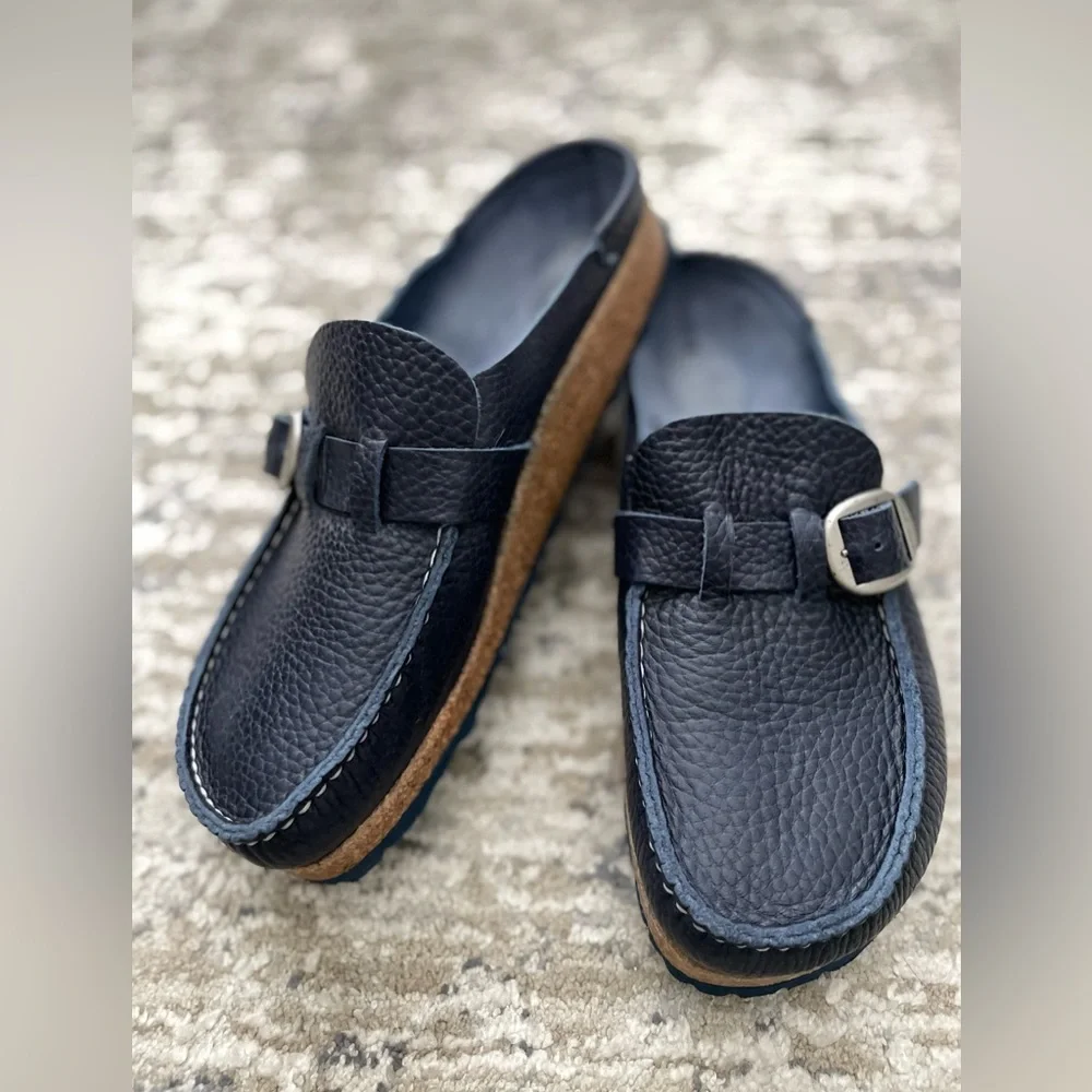 Birkenstock Buckley 39 Navy Blue Leather Clog Size 8 Womens - Picture 8 of 13